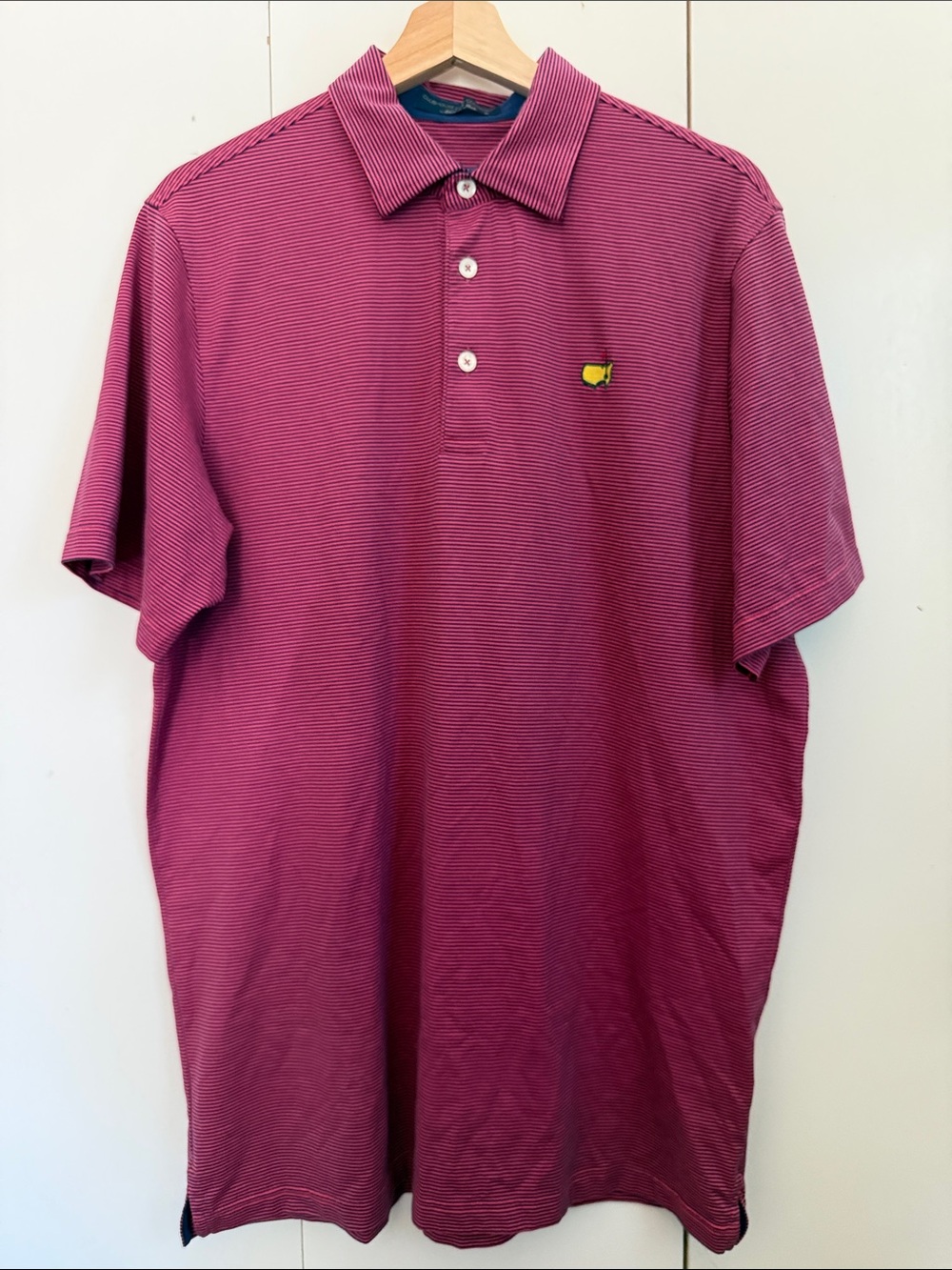 Men’s Augusta Golf Course Classic Short-Sleeve Polo Red & Blur Stripe M Preppy